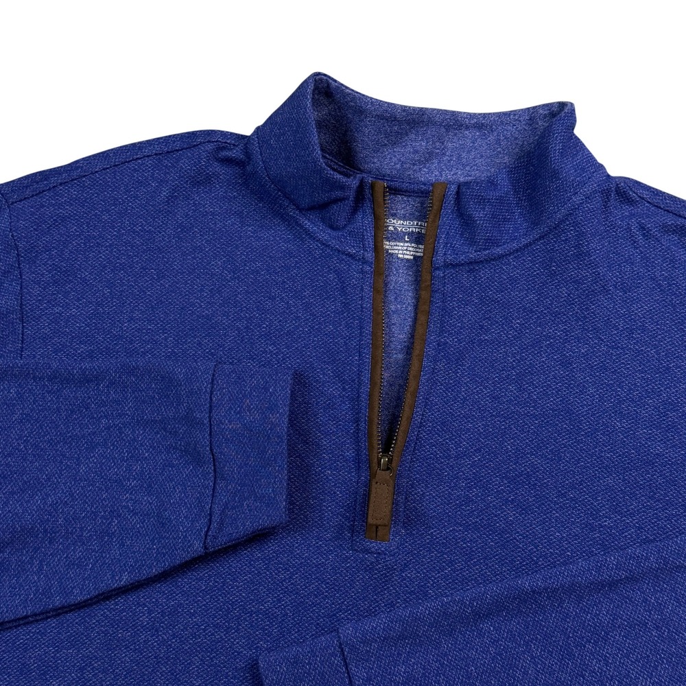 Roundtree & Yorke Mens Large Blue Heathered Quarter Zip Pullover Mock Neck‎ Top